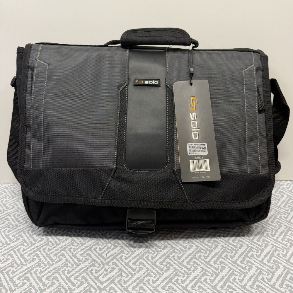 Solo Active 15.6 Laptop Messenger Bag Black Gray Briefcase Shoulder Travel NWT